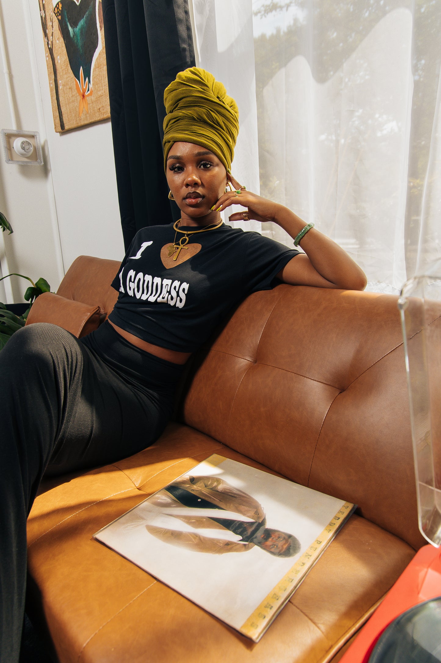 I LOVE A GODDESS CROP TOP BLK/BRWN