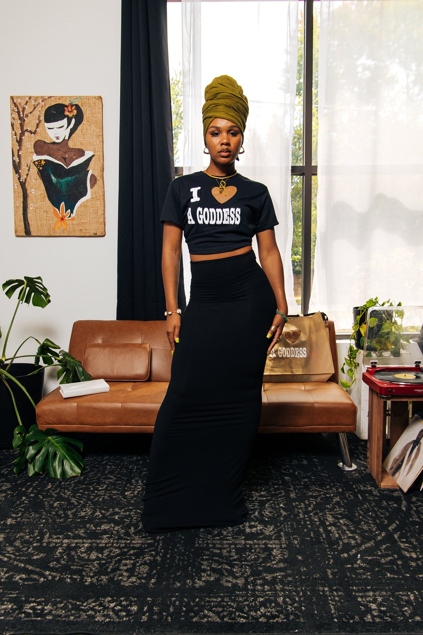 I LOVE A GODDESS CROP TOP BLK/BRWN
