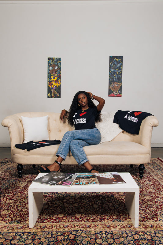 I LOVE A GODDESS CROP TOP BLK/RED