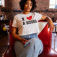 I LOVE A GODDESS CROP TEE WHITE/RED